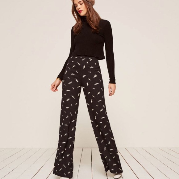 REFORMATION Sorrenti Rocketman Rockets High Waisted Wide Leg Trousers Pants - Picture 3 of 10